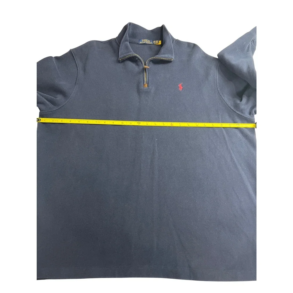 Polo Ralph Lauren Mens‎ XXL Navy 1/4 Zip Cotton Pullover Sweater Mock Neck E13